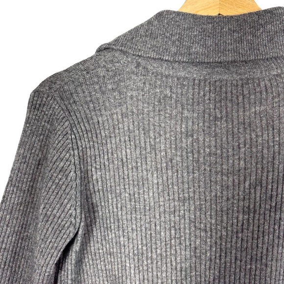 Brochu Walker Merino Wool Cashmere Ribbed Button Front Cardigan, Charcoal, Small - Picture 11 of 13